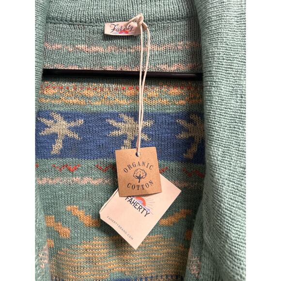 NWT FAHERTY Palm Isle 100% Organic Cotton Cardigan sweater size Small MSRP $298 - Picture 2 of 11
